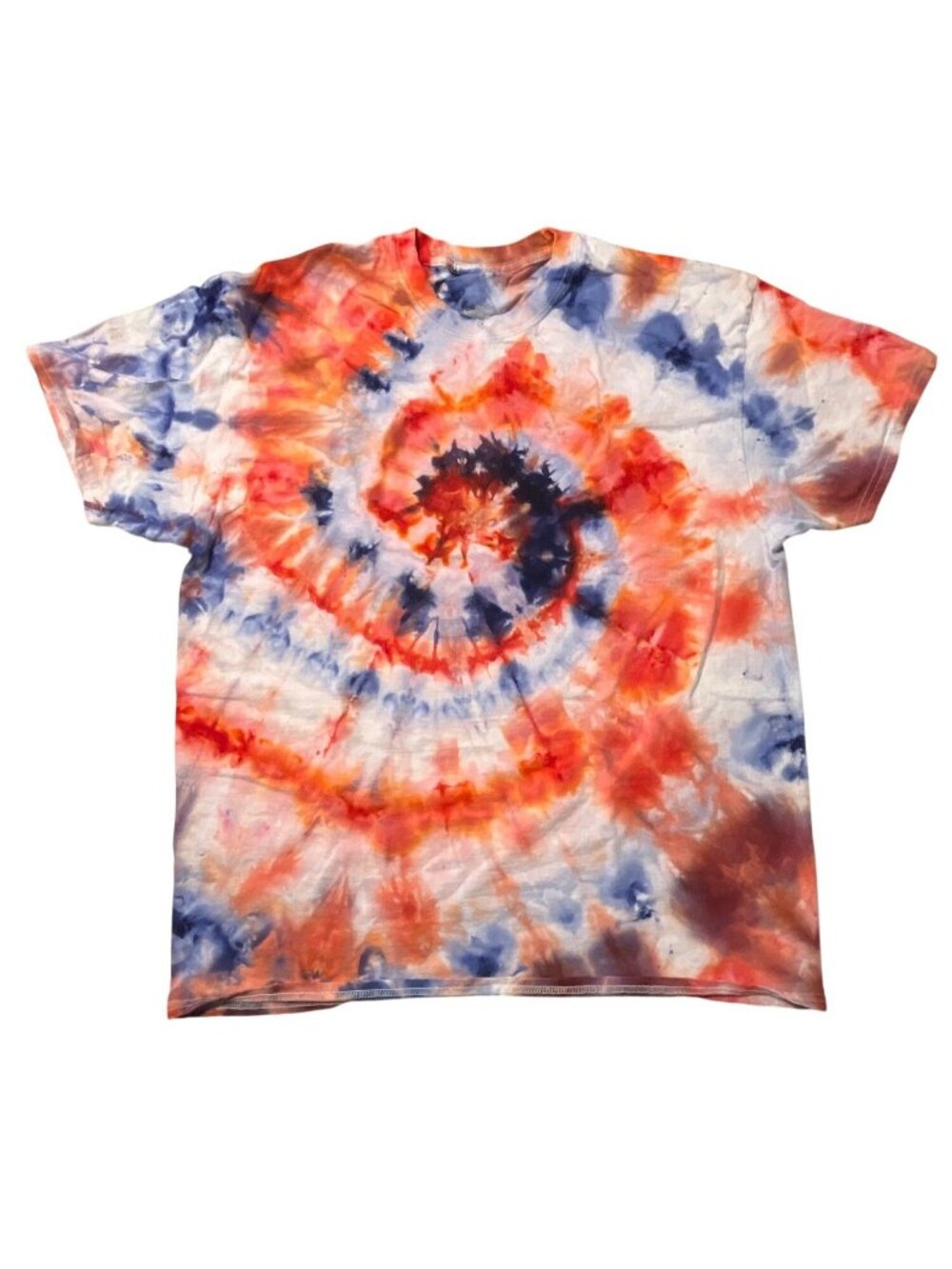 Custom Tie Dyed Men's Cotton Crew Neck Tee Size XL Red White & Blue NWOT Handmad